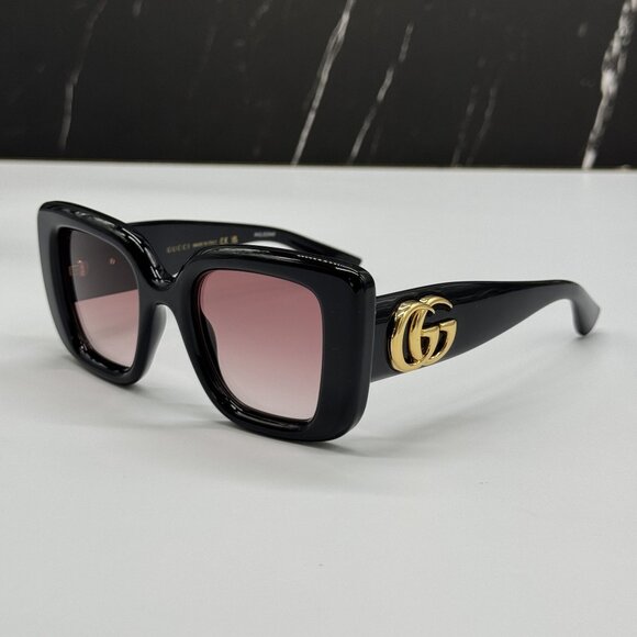 NEW GUCCI SUNGLASSES BLACK BROWN WOMEN EYEWEAR GUCCI GG1975S 001 - Picture 6 of 12